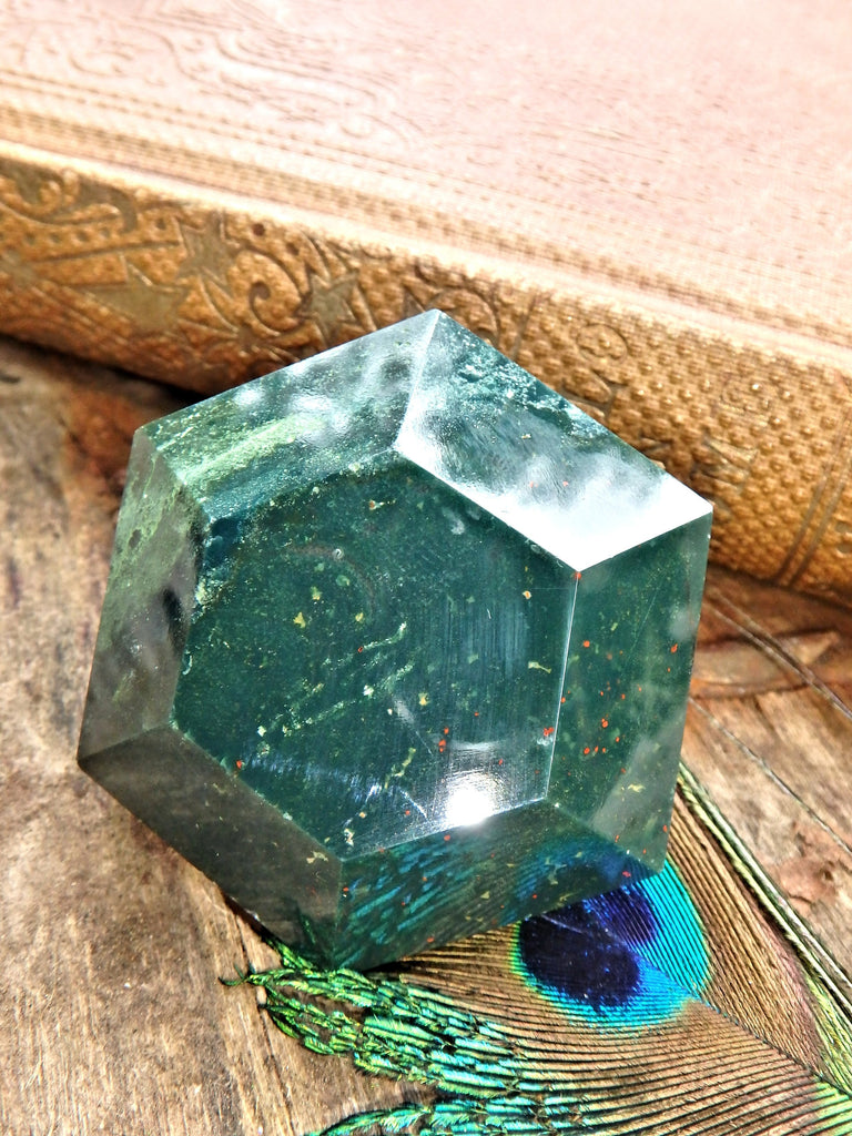 Deep Forest Green & Red Speckles Bloodstone Carving 3 - Earth Family Crystals