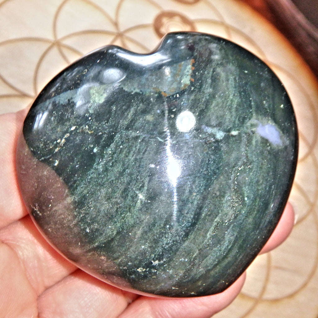 Forest Green Bloodstone Love Heart 2 - Earth Family Crystals