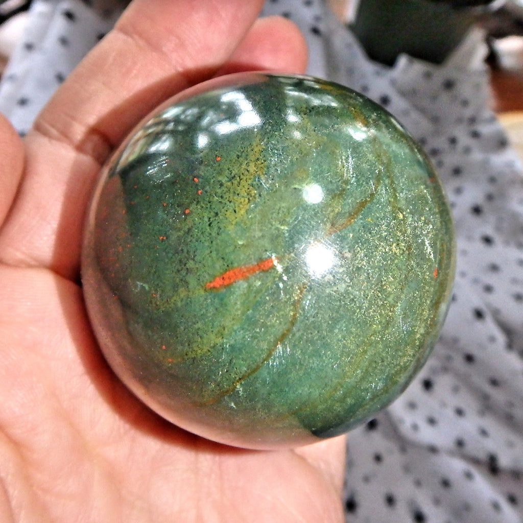 Protective Bloodstone Sphere Carving Specimen - Earth Family Crystals