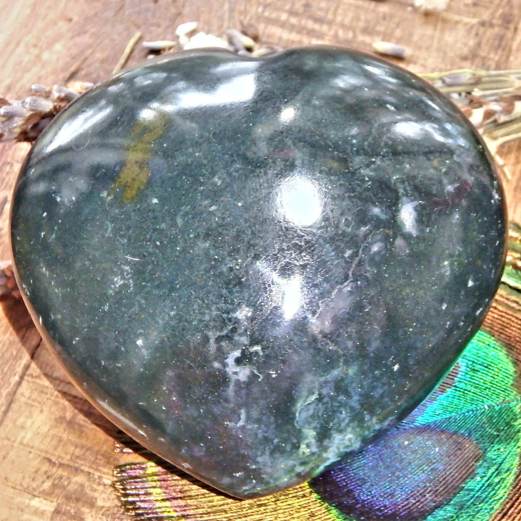 Forest Green Bloodstone Love Heart 1 - Earth Family Crystals