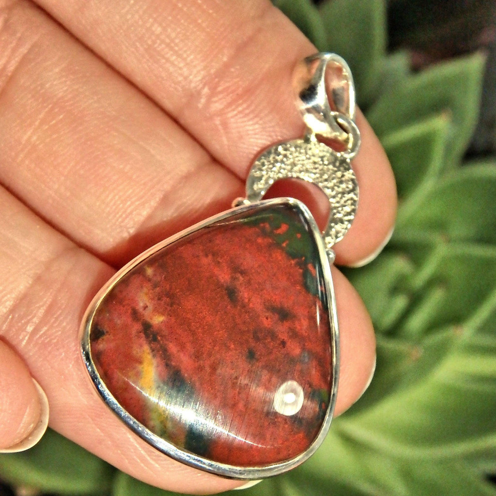 Deep Burgundy Red Bloodstone Sterling Silver Pendant (Includes Silver Chain) - Earth Family Crystals