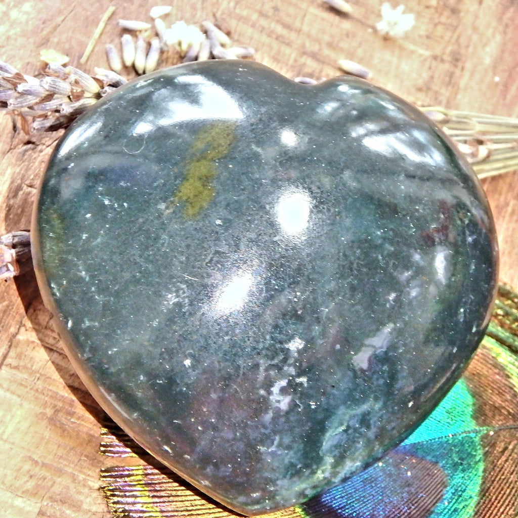 Forest Green Bloodstone Love Heart 1 - Earth Family Crystals
