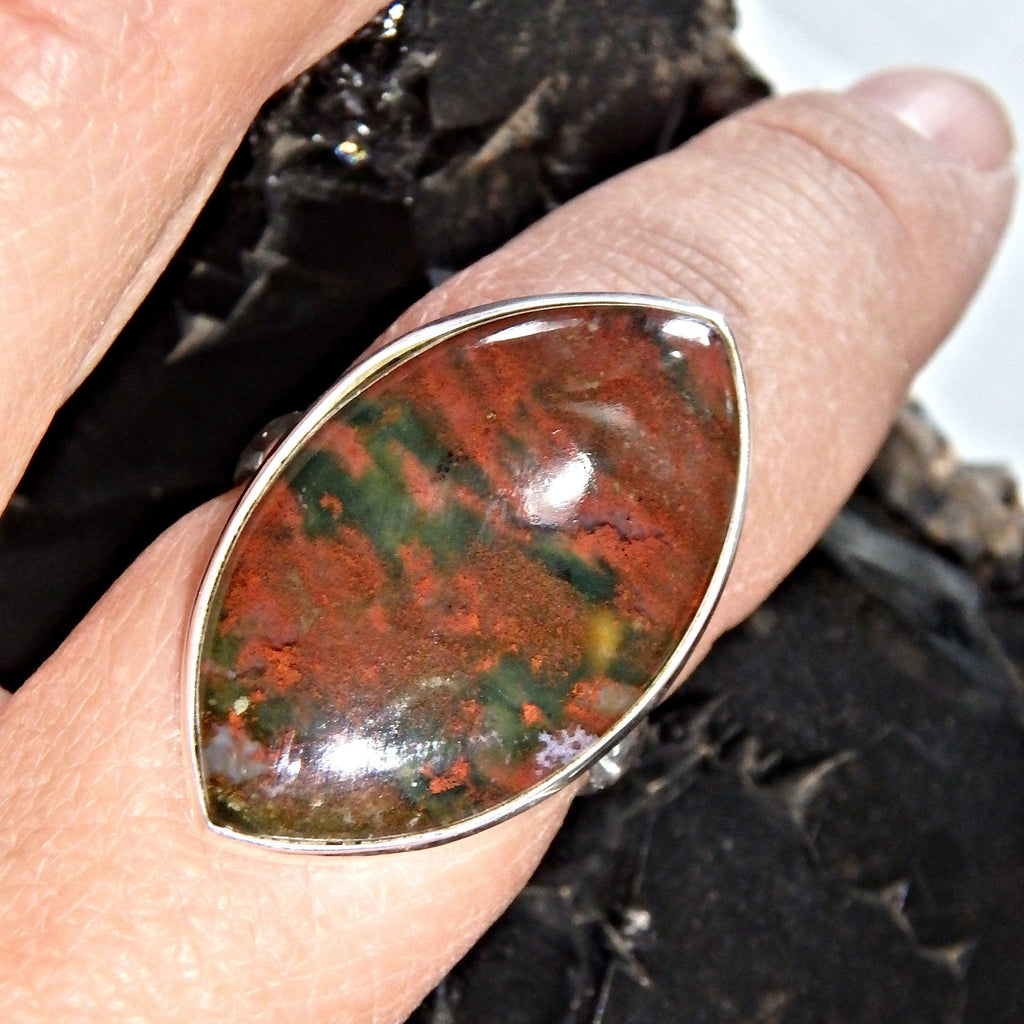 Reserved For Chris M. Exquisite Red Inclusions Bloodstone  Gemstone Ring in Sterling Silver (Size 7.5) - Earth Family Crystals
