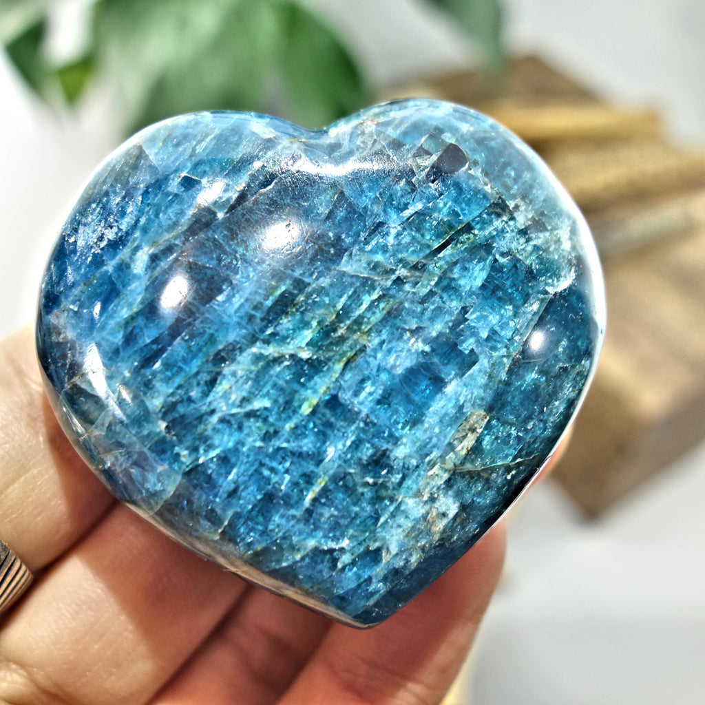 Beautiful Blue Apatite Love Heart Carving 4 - Earth Family Crystals