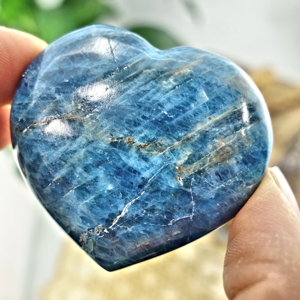 Beautiful Blue Apatite Love Heart Carving 3 - Earth Family Crystals