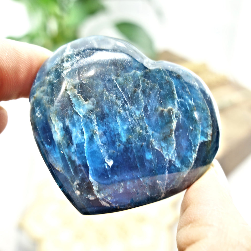 Beautiful Blue Apatite Love Heart Carving 5 - Earth Family Crystals