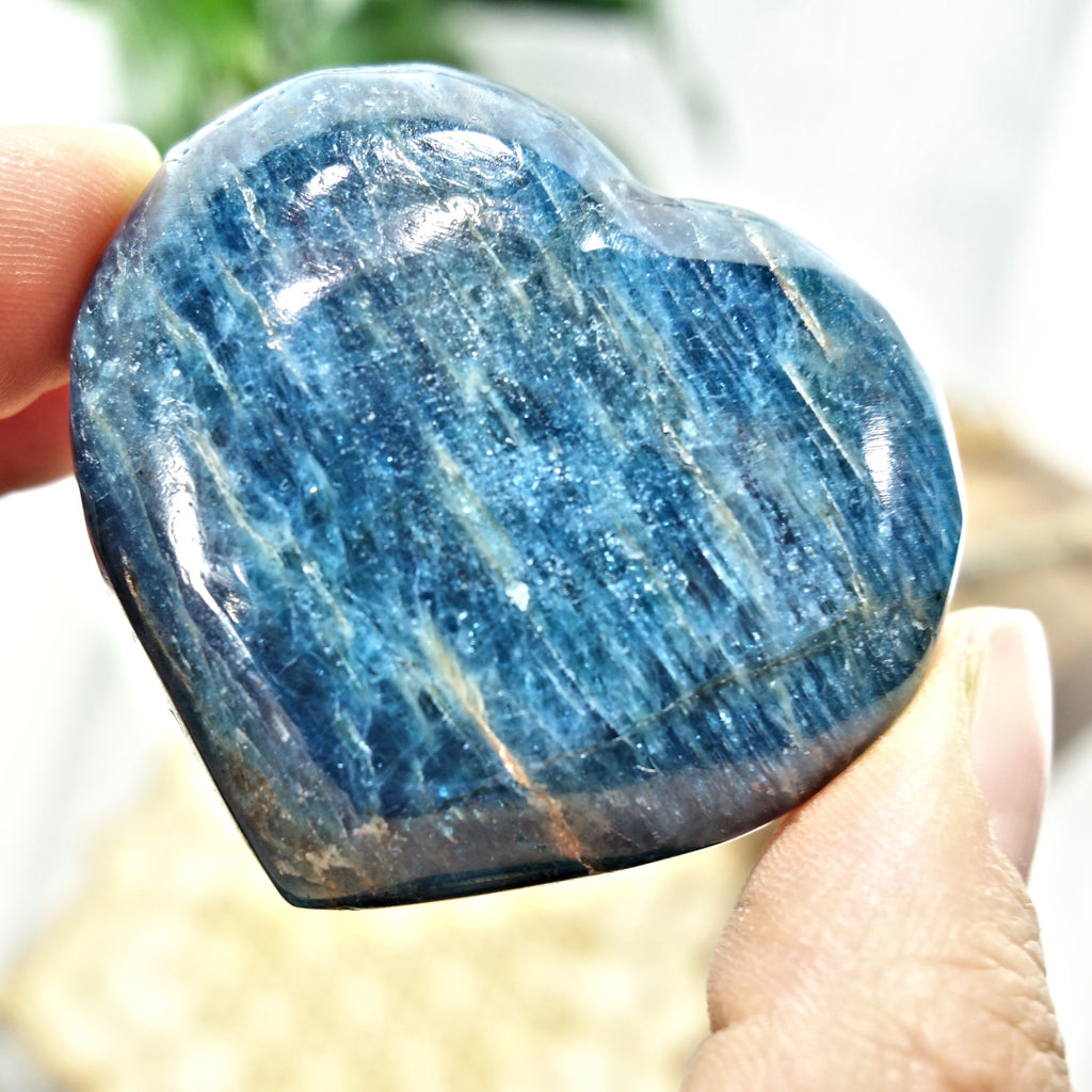 Beautiful Blue Apatite Love Heart Carving 2 - Earth Family Crystals