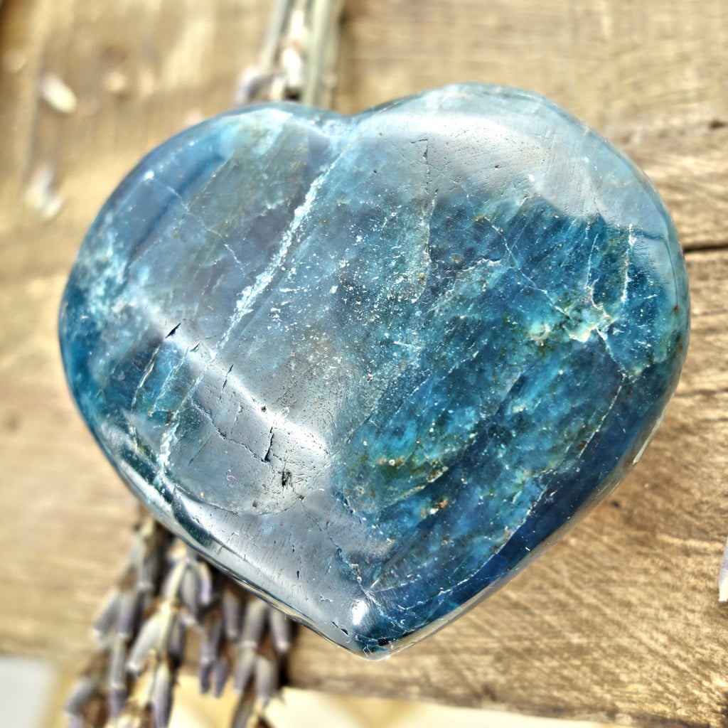 Beautiful Blue Apatite Love Heart Carving 5 - Earth Family Crystals