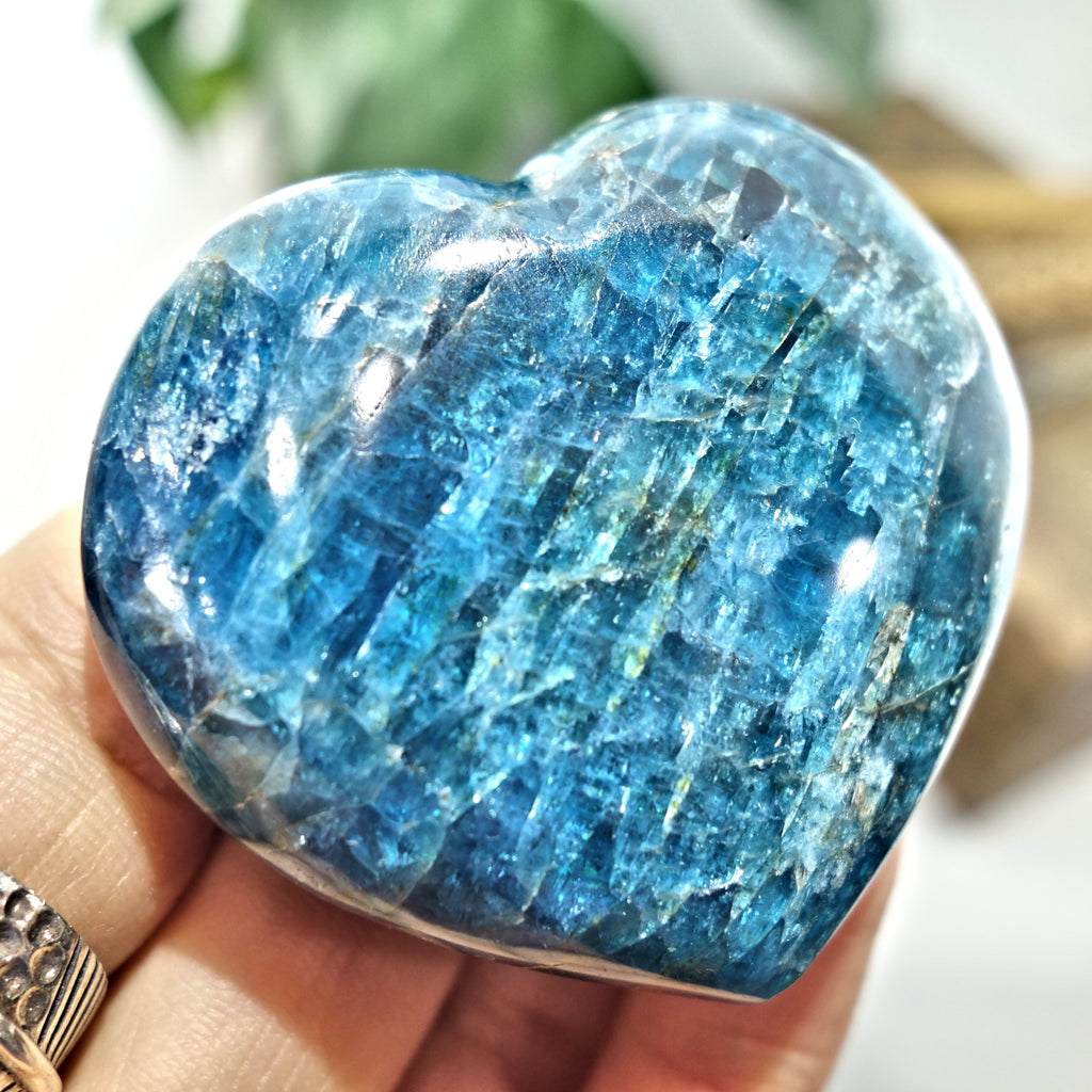 Beautiful Blue Apatite Love Heart Carving 4 - Earth Family Crystals