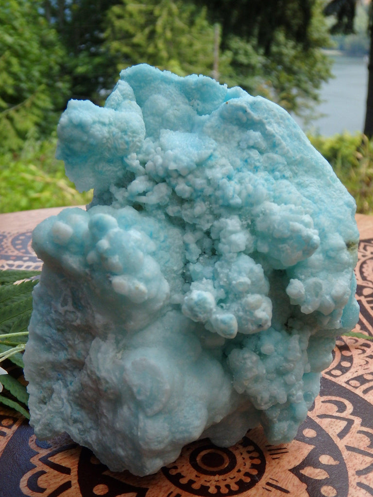 Cotton Candy Blue Aragonite Large Standing Specimen - Earth Family Crystals