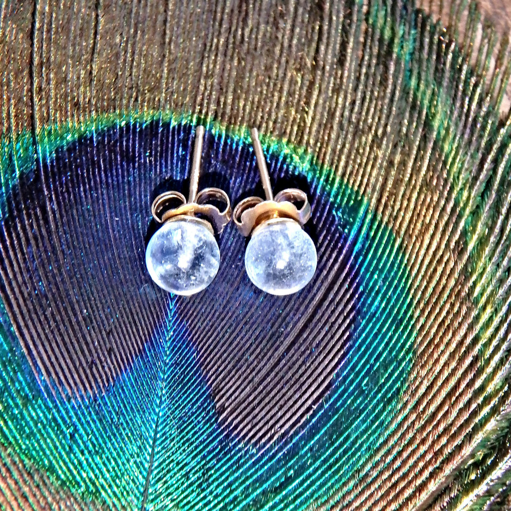 Dainty Blue Fluorite Gold Fill Stud Earrings - Earth Family Crystals