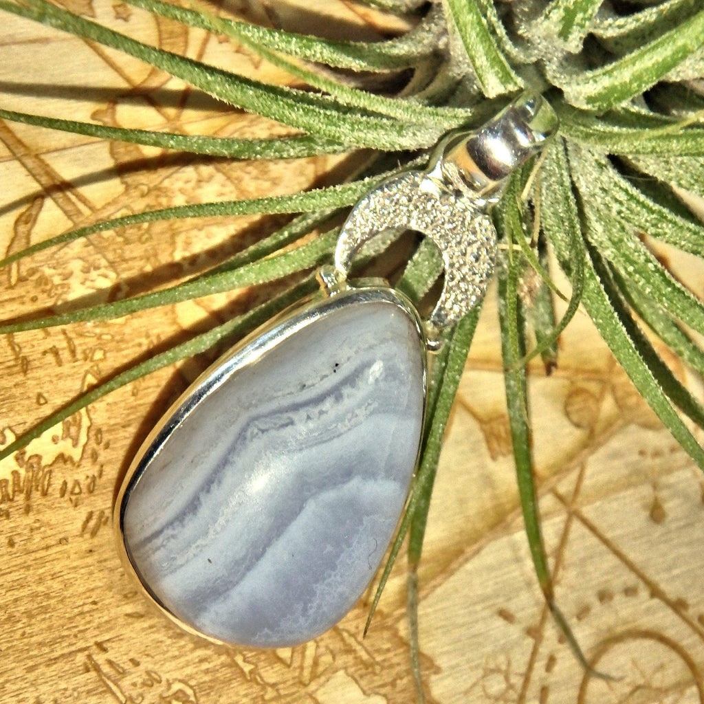 Serenity Blue Lace Agate Sterling Silver Pendant (Includes Silver Chain) - Earth Family Crystals