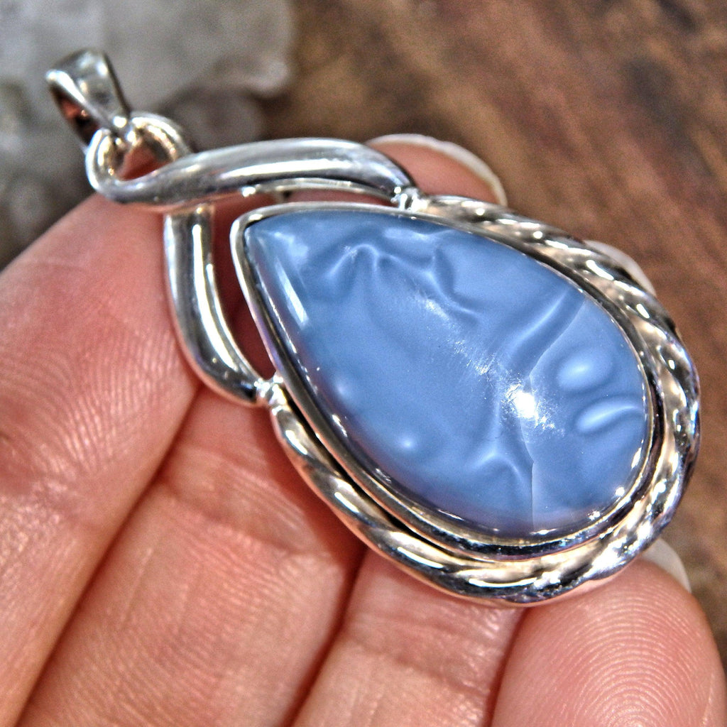 Gorgeous Owyhee Blue Opal Gemstone Sterling Silver Pendant (Includes Silver Chain) - Earth Family Crystals