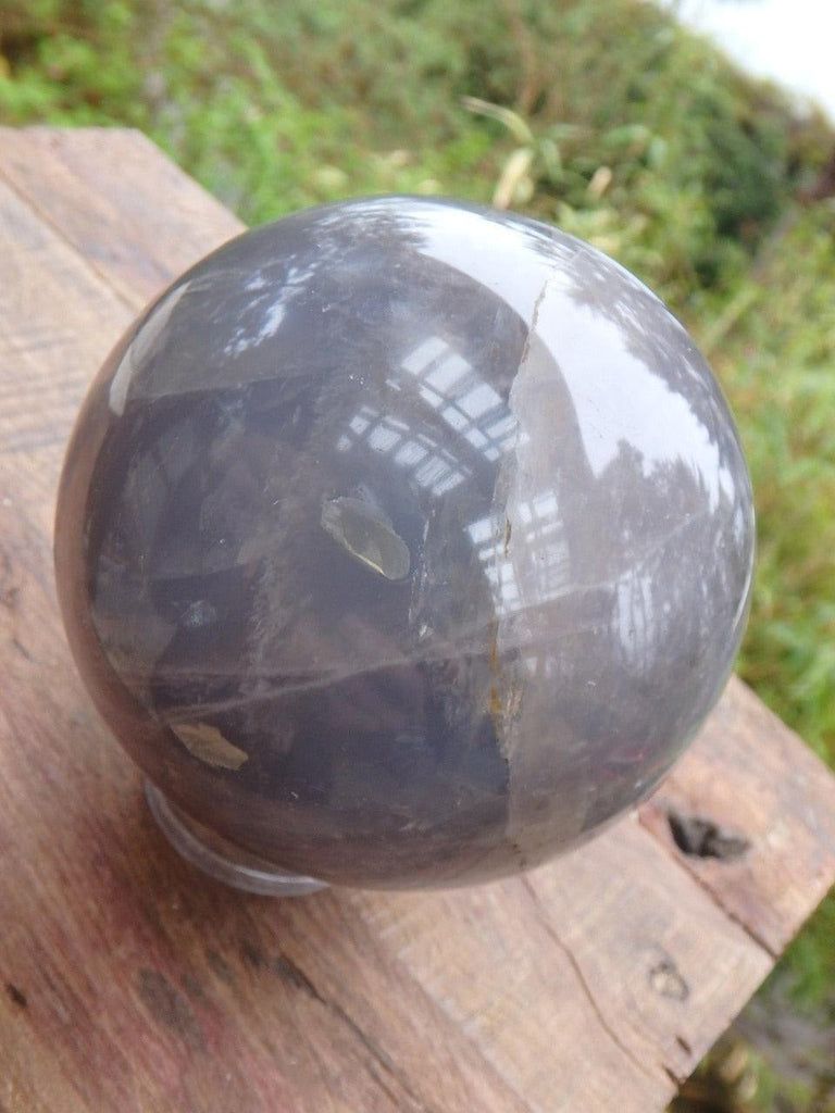 Lovely Large Blue Agate Sphere Carving - Earth Family Crystals