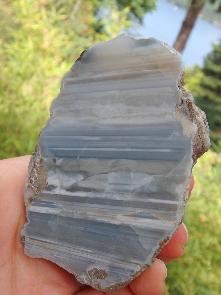 Interesting Patterns Partially Polished Blue Agate From Vernon, BC, Canada - Earth Family Crystals