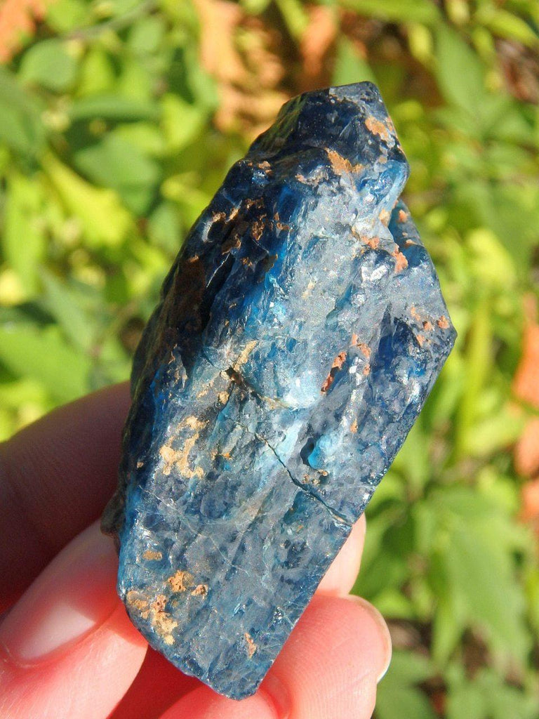 Deep & Natural Blue Apatite Point From Brazil - Earth Family Crystals