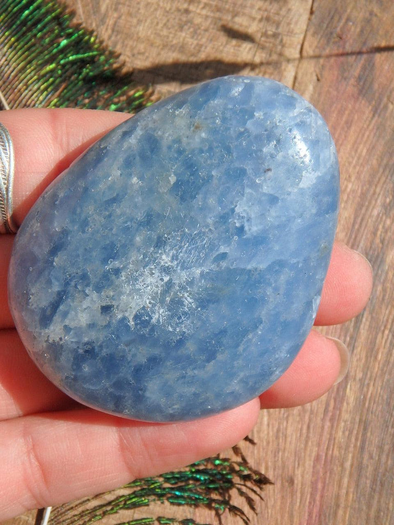 Sweet Blue Calcite Palm Stone 2 - Earth Family Crystals