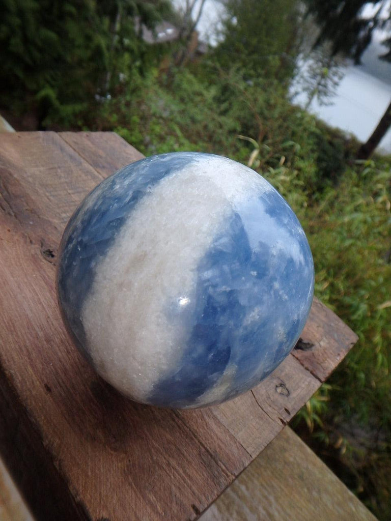 Large Soothing Sky Blue Calcite Sphere (REDUCED) - Earth Family Crystals
