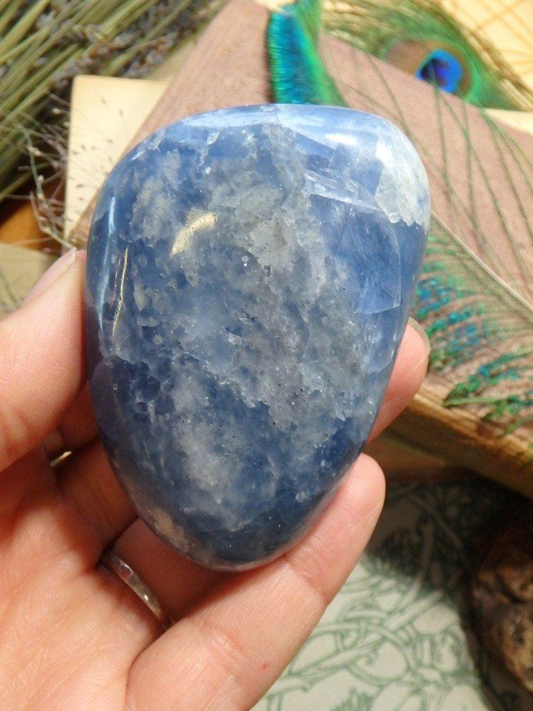 Blue Calcite Palm Stone 2 - Earth Family Crystals