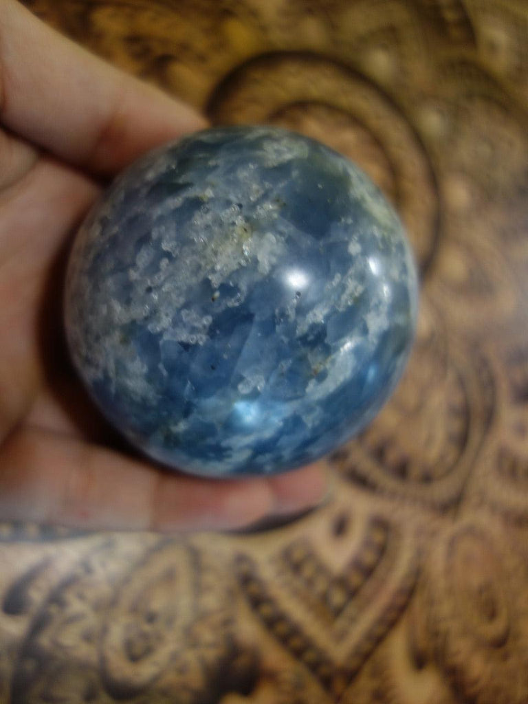 Large Deep Blue Calcite Sphere Carving - Earth Family Crystals