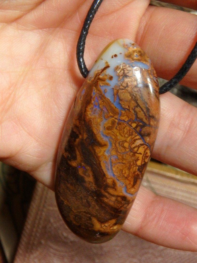 Chunky Boulder Opal Pendant On Adjustable Cotton Cord 2 - Earth Family Crystals