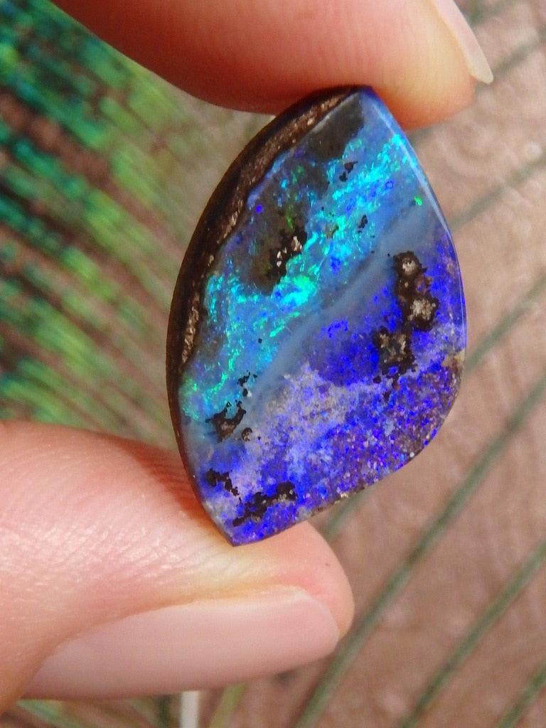 Fine Aqua Green & Deep Purple Australian Boulder Opal Cabochon - Earth Family Crystals