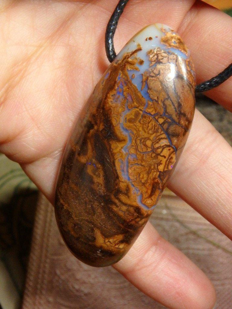 Chunky Boulder Opal Pendant On Adjustable Cotton Cord 2 - Earth Family Crystals