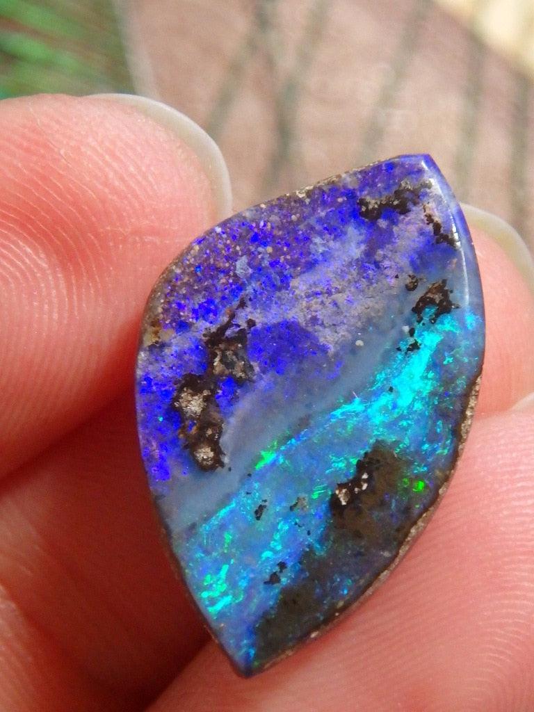 Fine Aqua Green & Deep Purple Australian Boulder Opal Cabochon - Earth Family Crystals