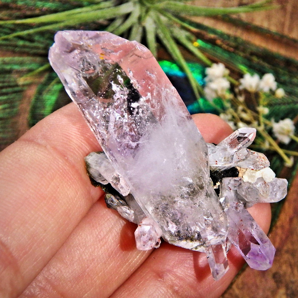Moving Water Bubble Brilliant Lavender Brandberg Amethyst DT Point Cluster From Namibia - Earth Family Crystals