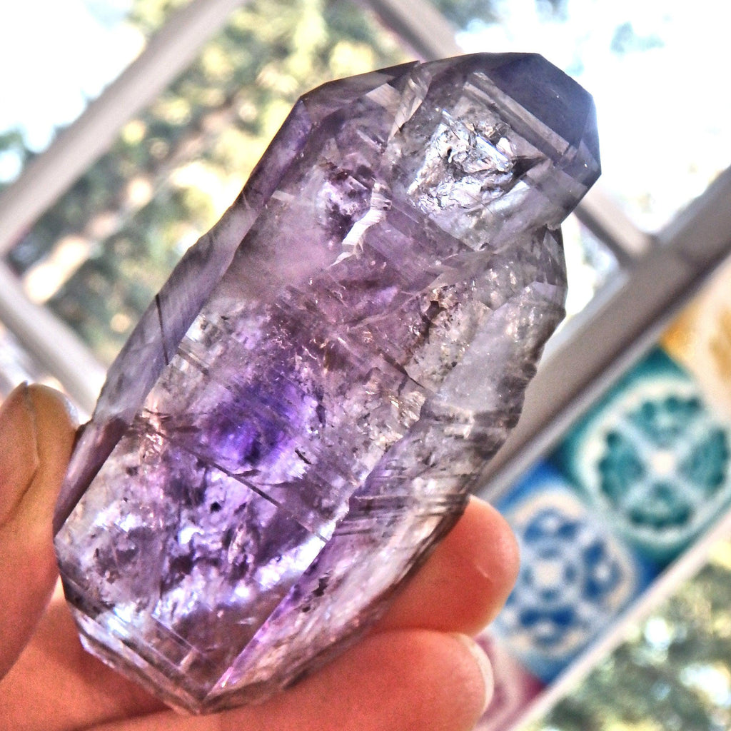 Lush Purple Moving Water Bubble Sceptre DT Brandberg Amethyst Point From Namibia - Earth Family Crystals