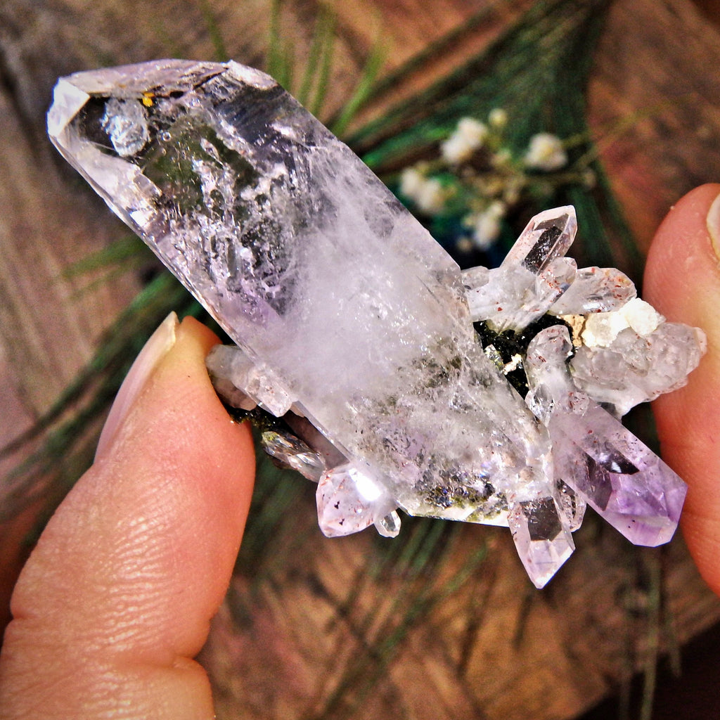 Moving Water Bubble Brilliant Lavender Brandberg Amethyst DT Point Cluster From Namibia - Earth Family Crystals