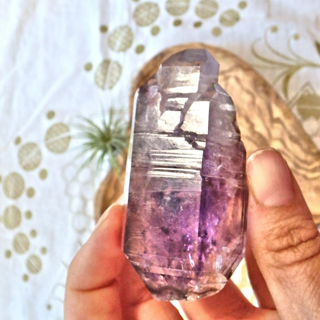 Lush Purple Moving Water Bubble Sceptre DT Brandberg Amethyst Point From Namibia - Earth Family Crystals