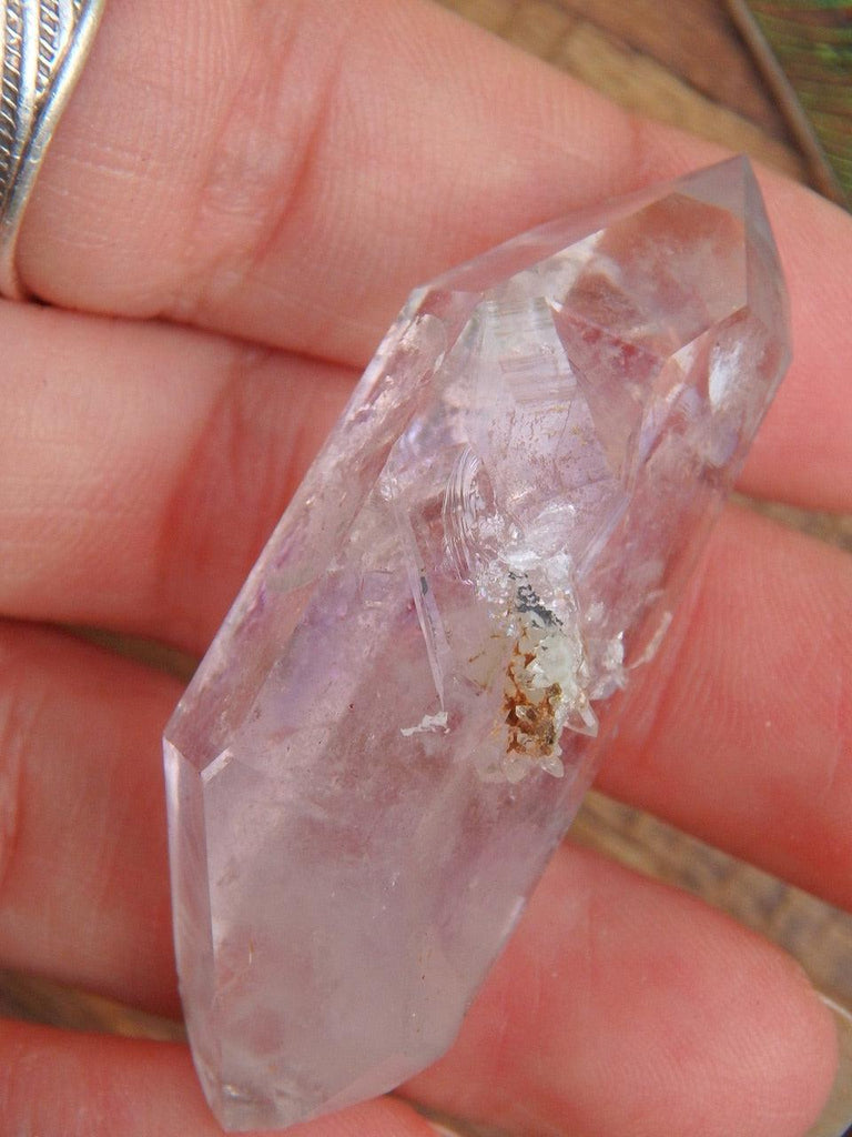 Moving Water Bubbles! Lavender DT Brandberg Amethyst Specimen - Earth Family Crystals