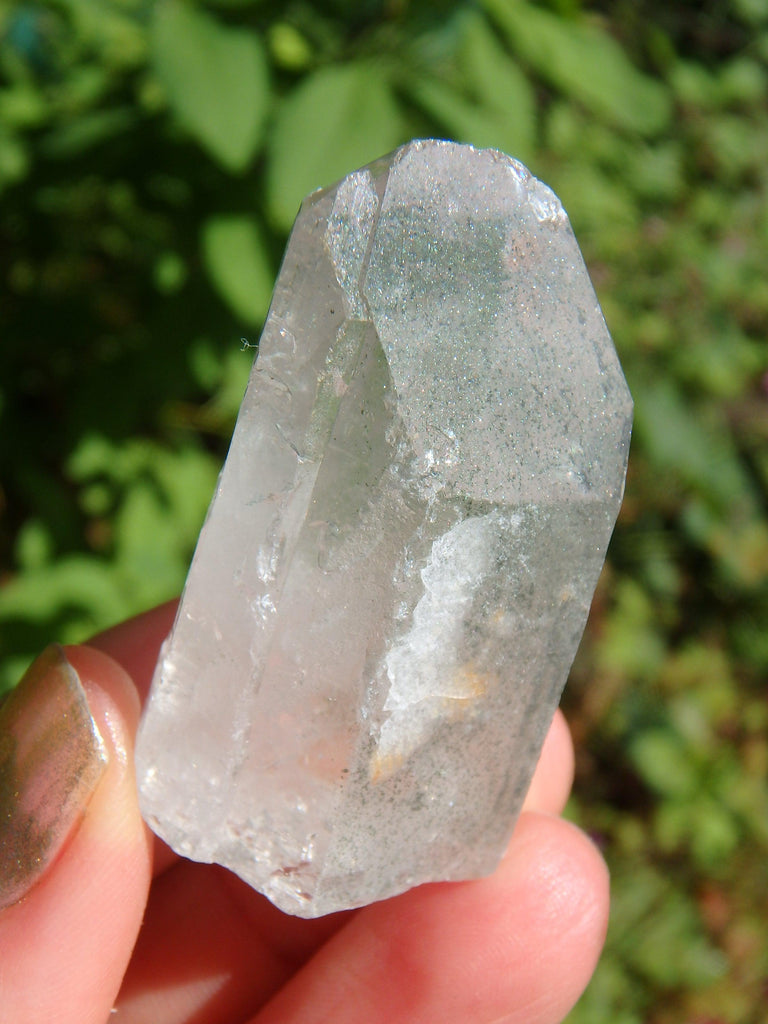 Green Chlorite Natural Brazilian Quartz Point 2 - Earth Family Crystals