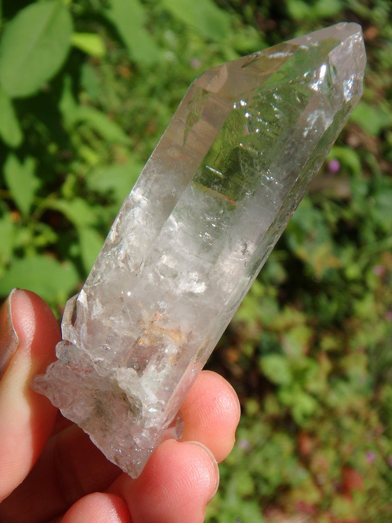 Green Chlorite Natural Brazilian Quartz Point With Self Healing & Baby Points - Earth Family Crystals