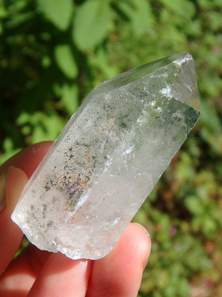 Green Chlorite Natural Brazilian Quartz Point 2 - Earth Family Crystals