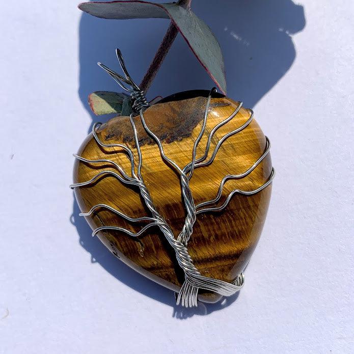Tiger Eye Tree of Life Wire Wrapped Pendant #1 - Earth Family Crystals