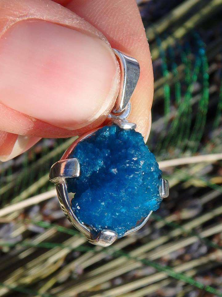 CAVANSITE GEMSTONE PENDANT In Sterling Silver (Includes Silver Chain) - Earth Family Crystals
