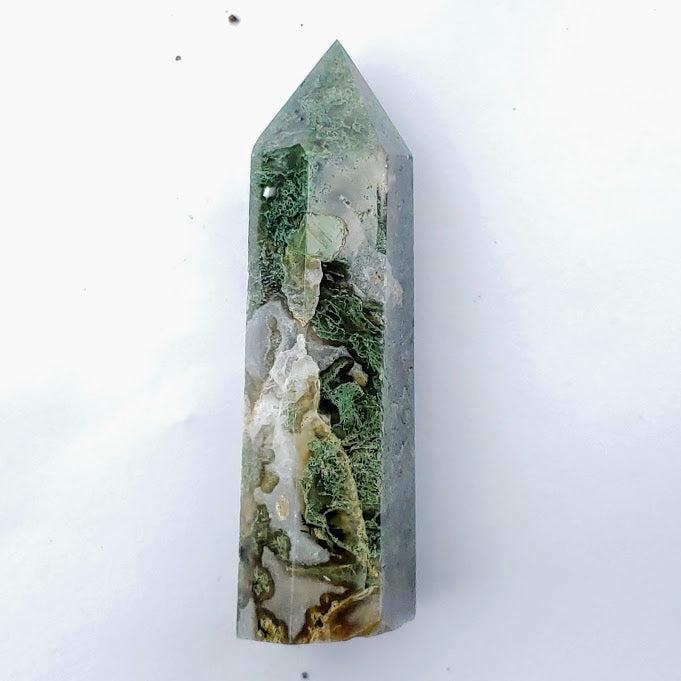 Polished Moss Agate Standing Display Tower #8 - Earth Family Crystals