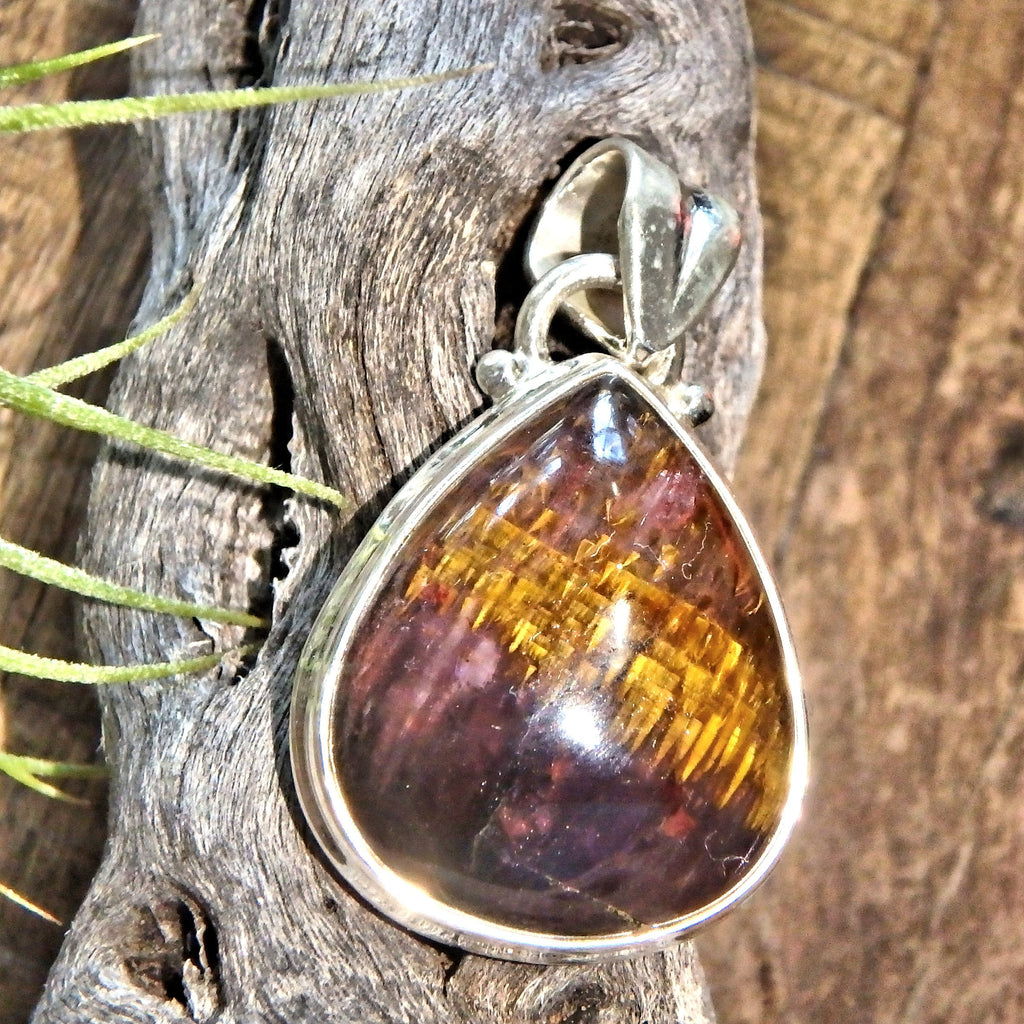 Delightful Inclusions Cacoxenite & Amethyst Gemstone Pendant in Sterling Silver (Includes Silver Chain)1 - Earth Family Crystals