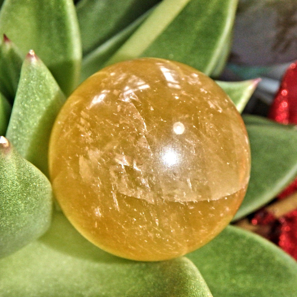 Golden Sunshine Orb Calcite Sphere Carving 1 - Earth Family Crystals