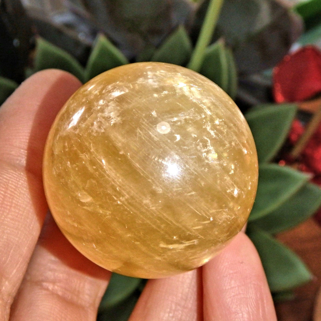 Golden Sunshine Orb Calcite Sphere Carving 1 - Earth Family Crystals