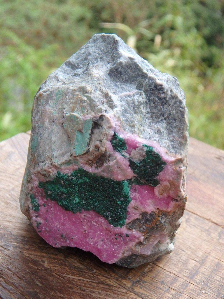 Blushing Pink Druzy Cobaltine Pink Calcite & Green Malachite Combo Specimen - Earth Family Crystals