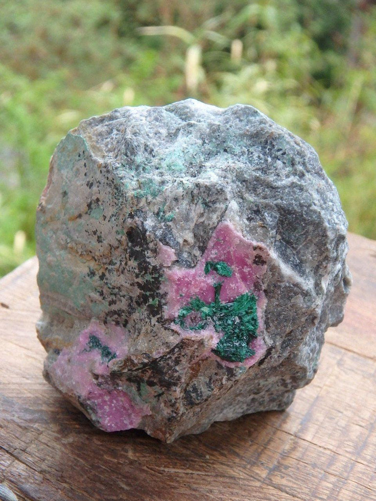 Blushing Pink Druzy Cobaltine Pink Calcite & Green Malachite Combo Specimen - Earth Family Crystals