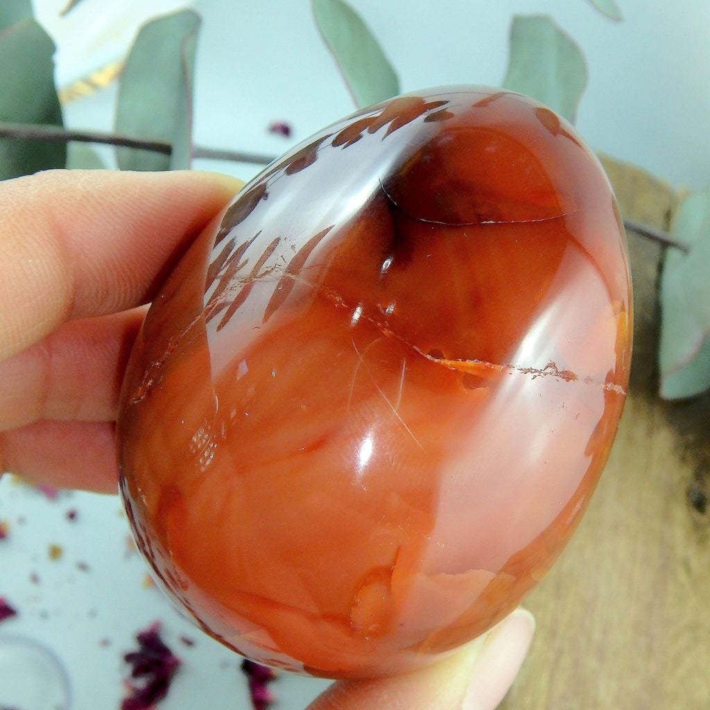 Deep Fire Orange Carnelian Egg Carving #1 - Earth Family Crystals