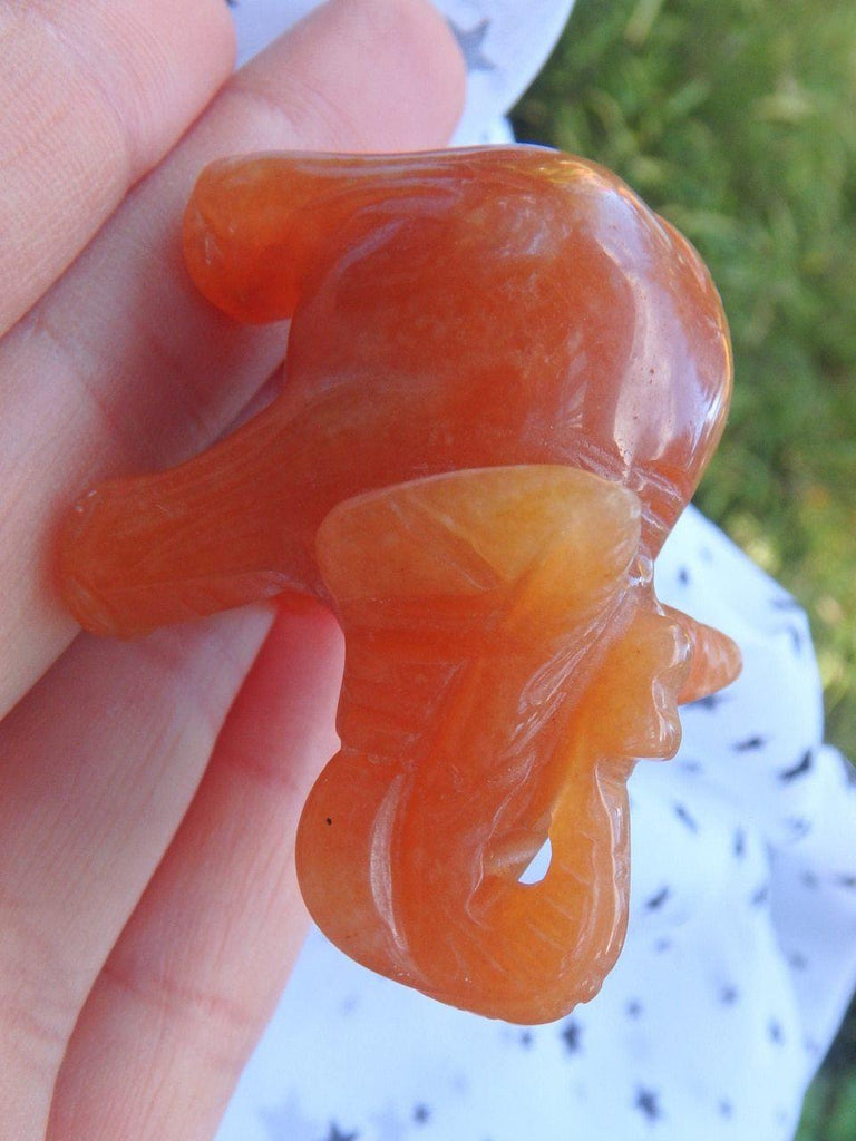 Cute Orange Aventurine Elephant Carving Specimen - Earth Family Crystals