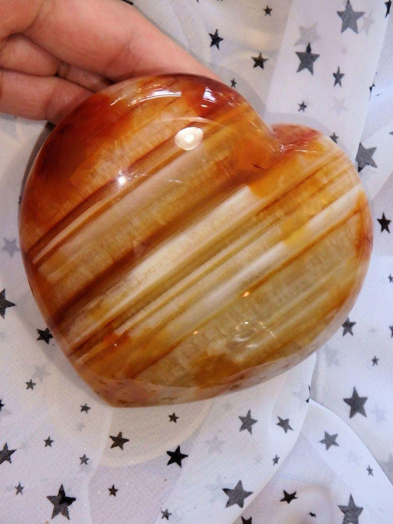Amazing Ribbon Patterns Large Carnelian Love Heart - Earth Family Crystals
