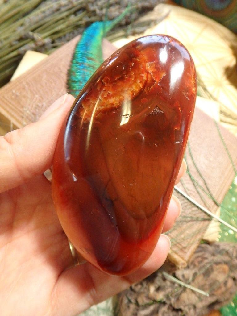 Vibrant Carnelian Palm Stone 2 - Earth Family Crystals