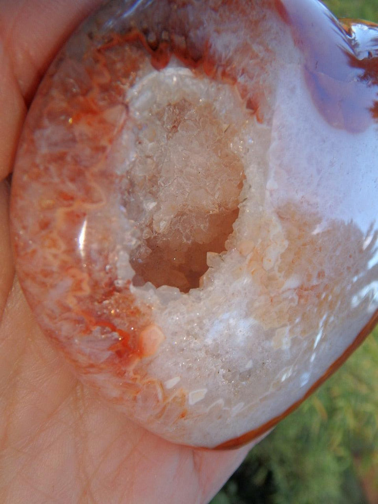 Extremely Unique! Deep Druzy Cave Carnelian Heart Carving - Earth Family Crystals