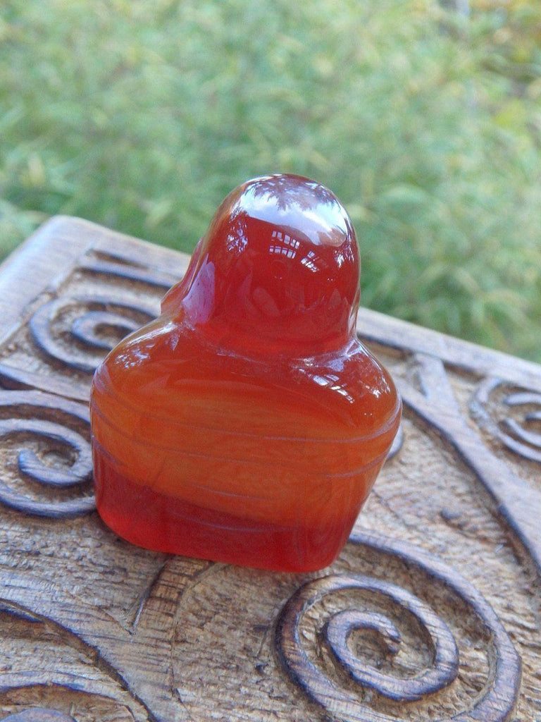 Carnelian Small Laughing Buddha Carving - Earth Family Crystals